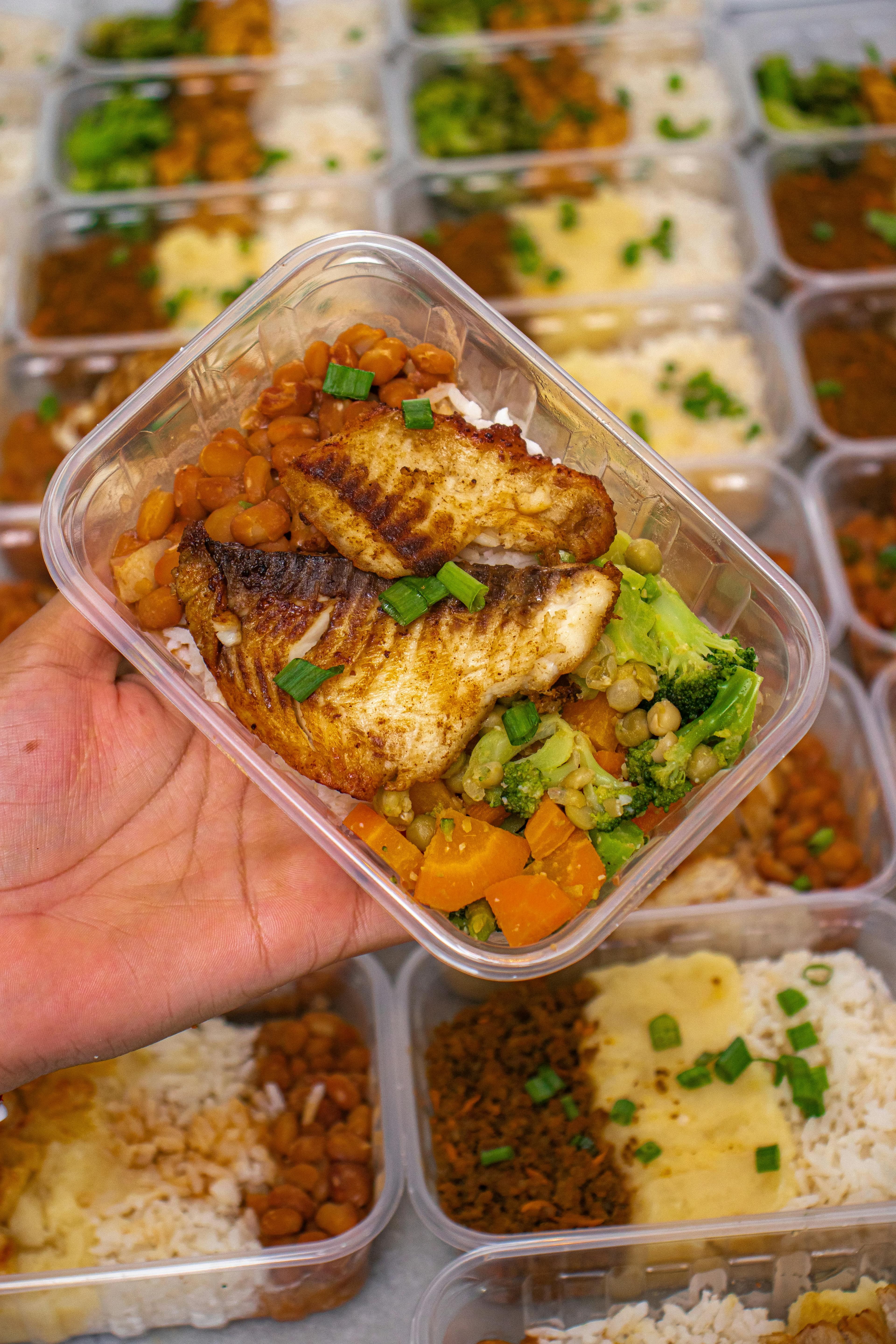 Prepared meal containers packed for local pickup